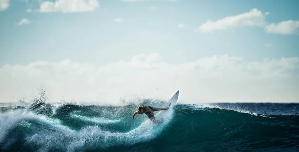 Surfing in action photo